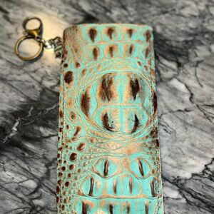 Turquoise and Brown Crocodile Pattern Keychain sleeve